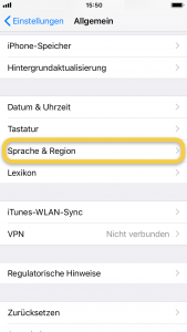 iPhone Einstellungen - Sprache & Region