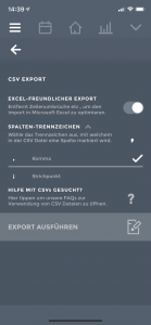 CSV Export Optionen