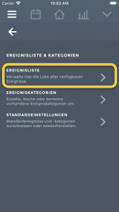 Moodistory Ereignisliste
