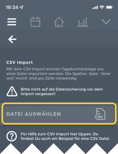 CSV Import: Datei auswählen