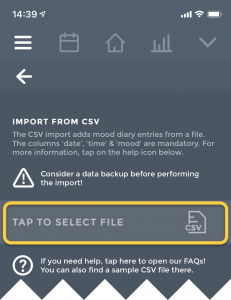 CSV Import: Select file